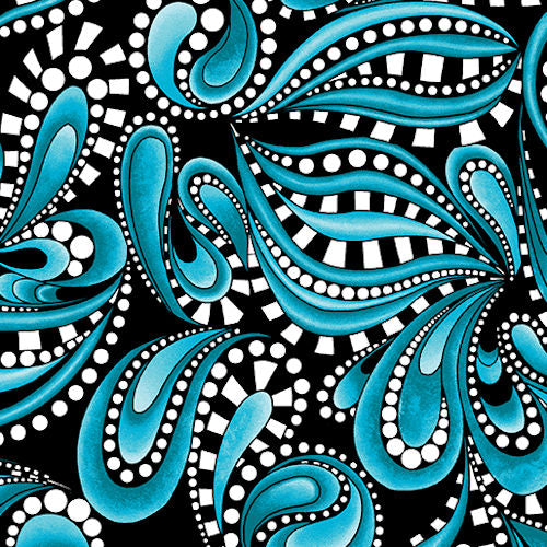 Xanadu - 16155-84 - Paisley Rhythm Teal - Benartex