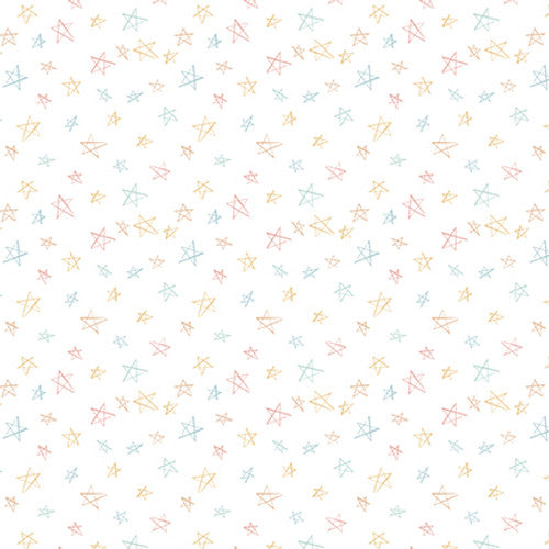 Boho Buddies - 1715-01 - Tossed Stars on White - Henry Glass Fabrics