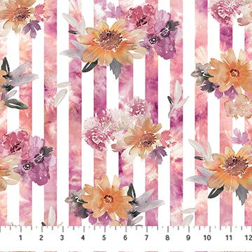 Vivian - 26826-10 - Floral on Stripe - Northcott Fabrics