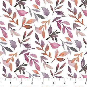 Vivian - 26828-10 - Tossed Leaves on White - Northcott Fabrics