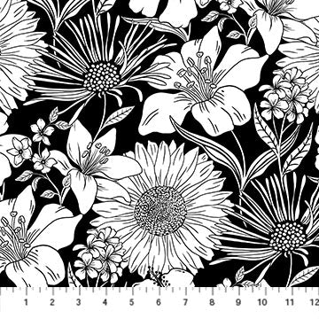 Ebony & Ivory - 27716-99 - Supersize Flora - Northcott Fabrics
