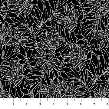 Ebony & Ivory - 27723-99 - Black Leaf - Northcott Fabrics