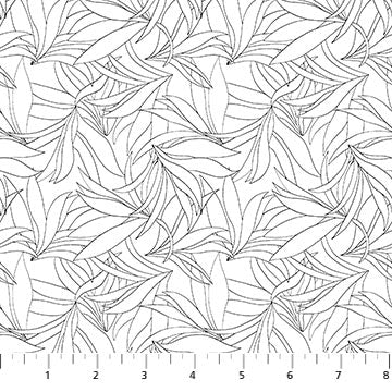 Ebony & Ivory - 27724-10 - White Leaf - Northcott Fabrics