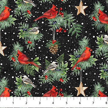 Winter Song - 27804-99 Birds Black - Northcott Fabrics