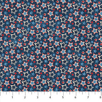 American Heartland - 28735-49 - Multi Star Toss Navy - Northcott Fabrics