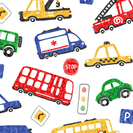 Beep Beep - 29111Z - Cream - Vehicles - QT Fabrics