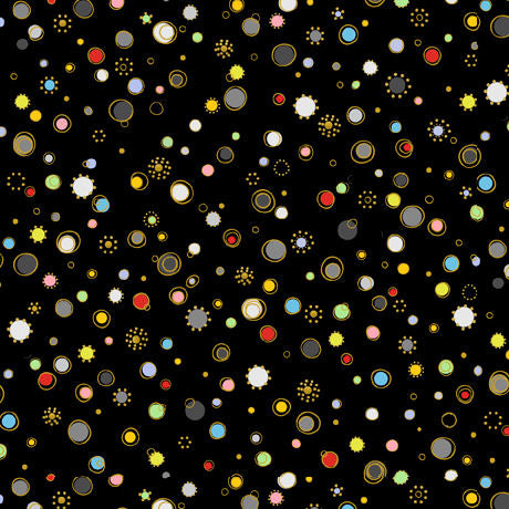 Dandelion Wishes - Circle Geo - 29279J - Black - QT Fabrics