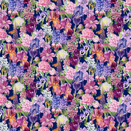 Deborahs Garden - DP25590-49 - Navy Multi - Northcott