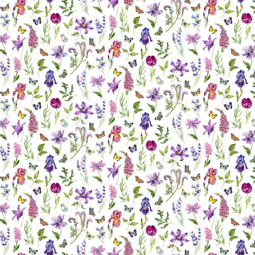 Deborahs Garden - DP25594-10 - White Multi - Northcott