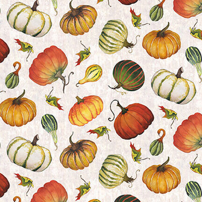 Fall Delight - 1529-41 Ecru Mini Tossed Pumpkins