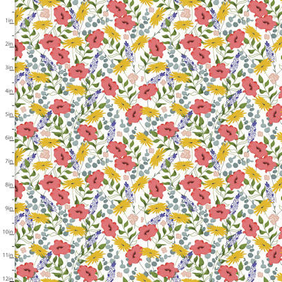 Feed the Bees - Flowers on White - 17214-wht - 3 Wishes Fabrics