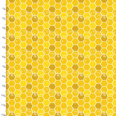 Feed the Bees - Gold Honeycomb - 17218-gld - 3 Wishes Fabrics