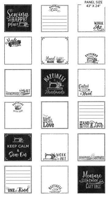 Sewing is My Happy Place - 24218 10 Label Panel - Northcott Fabrics