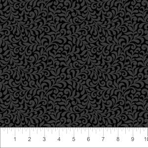 Bloom - 25200-99 Black Leaves on Black - Northcott
