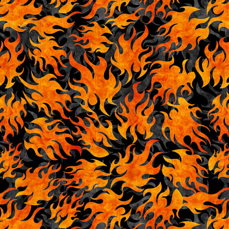 Easy Rider - 27483 J Flames - Black - QT Fabrics