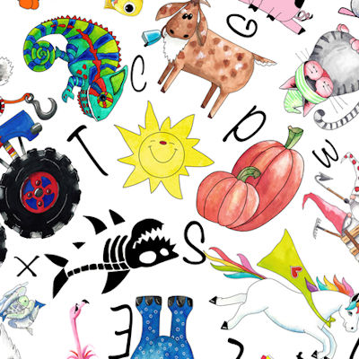 28209Z Character Toss White - Alphabet Soup