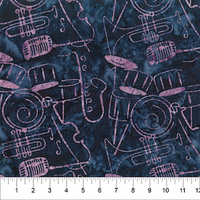 Music Notes - 80573-49 Instruments on Navy