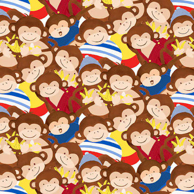 Monkey Business - Stacked Monkey Faces - Multi - 9315-81 - Henry Glass Fabrics