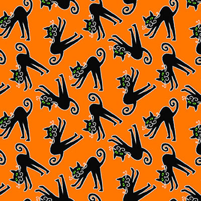 Tossed Cats on Orange - 9539G-39 - Here We Glow