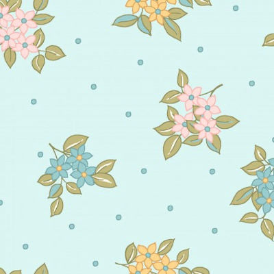 MAS9844-B Flower Clusters on Lt Teal - Sunset BloomsMAS9844-B Flower Clusters on Lt Teal - Sunset Blooms