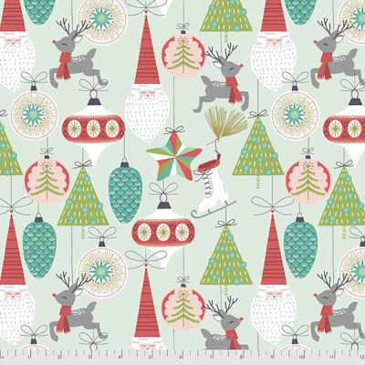 PWMA015-XAqua - Bells & Baubles - Fa La La - Free Spirit Fabrics