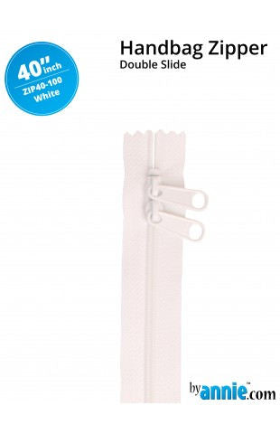 40" Handbag Zippers - Double Slide - White