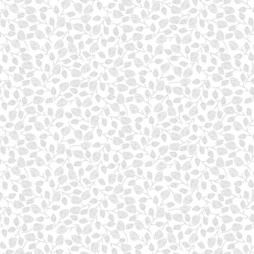 Hue - C1126-White - Buttercup Leaves on Stems - Timeless Treasures