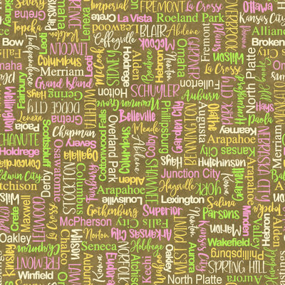 2022 Shop Hop - MAS5225-A - Cities / Brown Bkgd - Maywood Studios