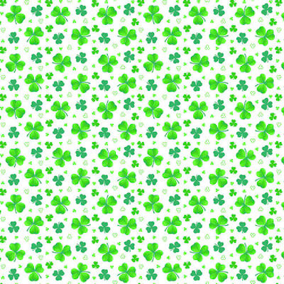 Pot of Gold - Shamrocks on White - 9368-16 - Henry Glass