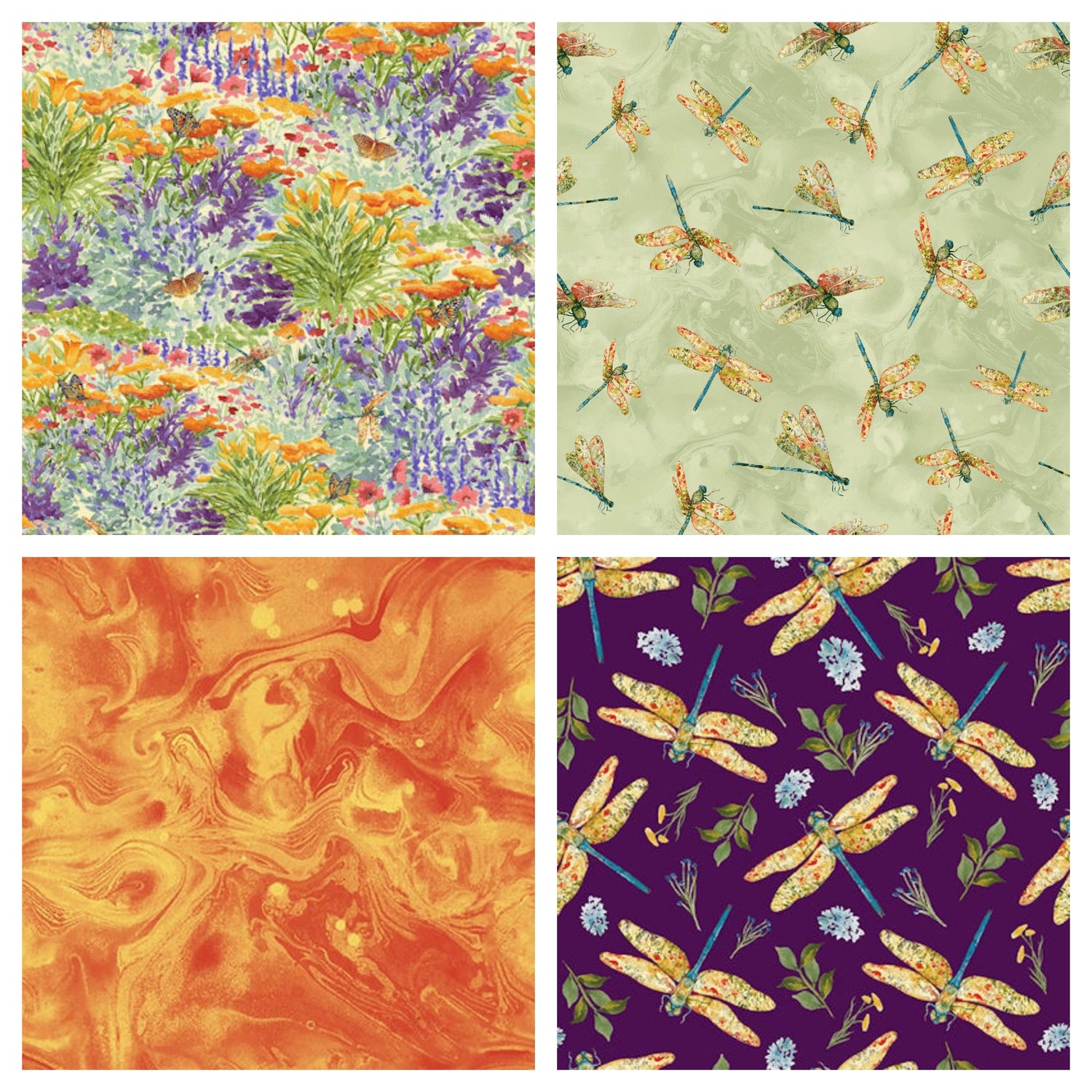 Fabric selections from the Dragonfly Dance collection