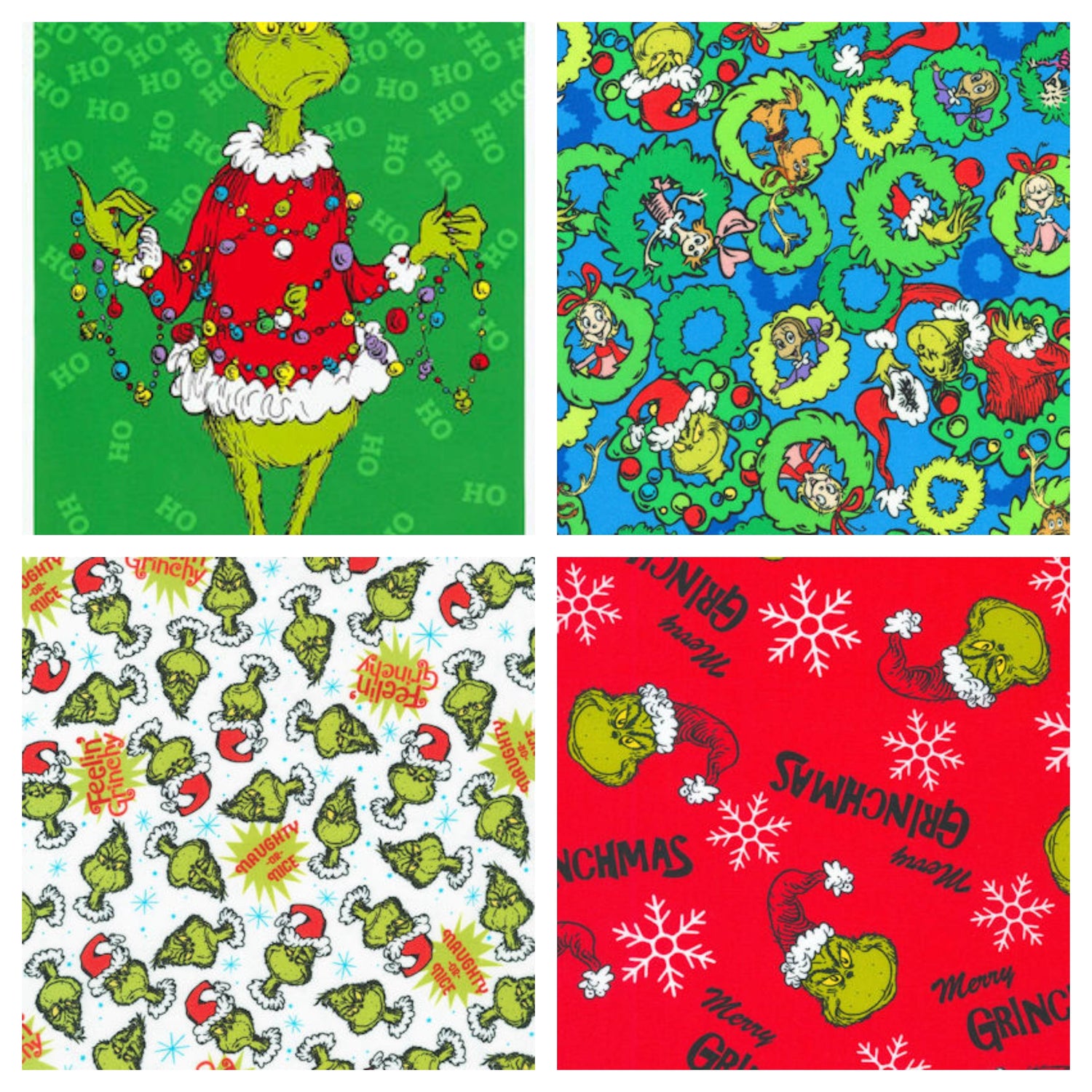 Fabric selections from the Grinch Christmas collections
