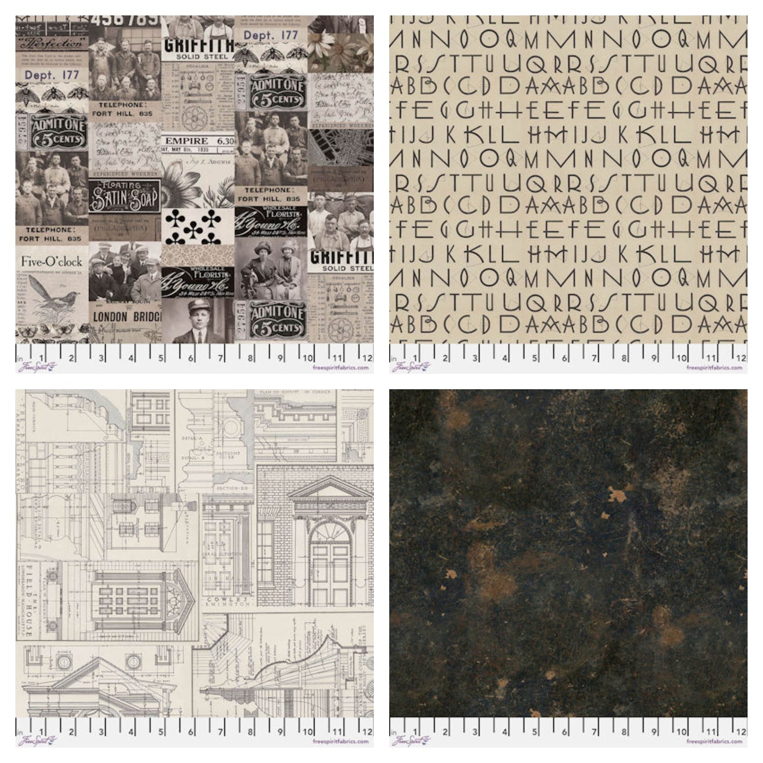 Fabric selections from the Palette Charcoal collection