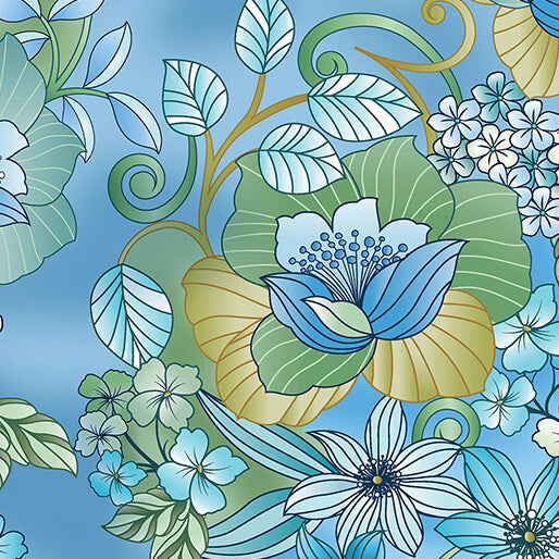 Butterfly Calypso - 14872-55 - Calypso Garden Blue - Benartex