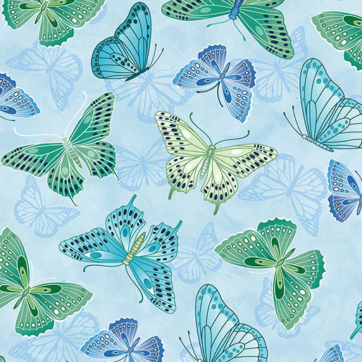 Butterfly Calypso - 14874-05 - Butterfly Dance Light Blue - Benartex
