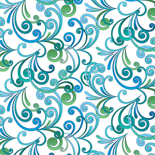 Butterfly Calypso - 14875-09 - Calypso Swirl White - Benartex