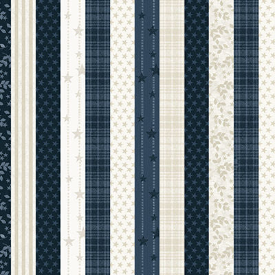 American Valor - 16874-56 Patriotic Stripe Navy - Benartex