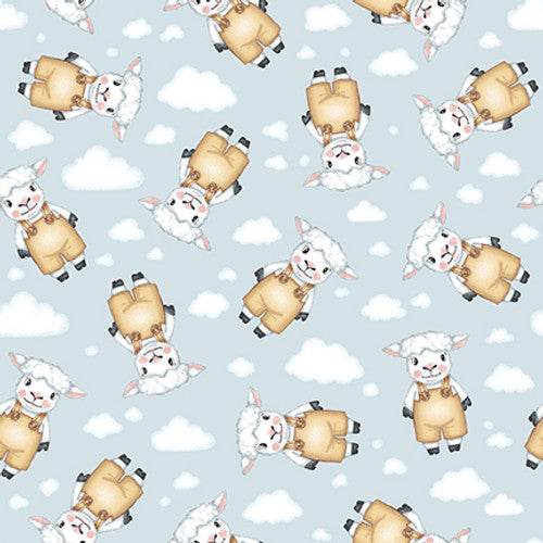 Boho Buddies - 1712-11 - Tossed Lambs on Light Blue - Henry Glass Fabrics