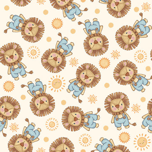 Boho Buddies - 1713-44 - Tossed Lions on Yellow - Henry Glass Fabrics