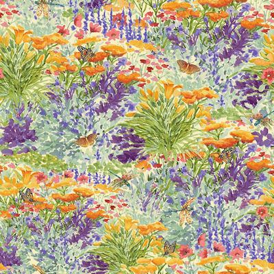 Five-Yard-Backs - 1728-76 - Periwinkle Dragonfly Garden - Henry Glass Co