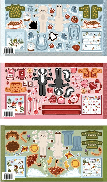 Story Animals Through the Year Doll Panel of the Month by Jennifer Long for Riley Blake Designs - 1st quarter