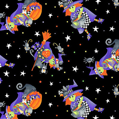 Boo! - 242G-95 - Tossed Witches - Henry Glass Fabrics