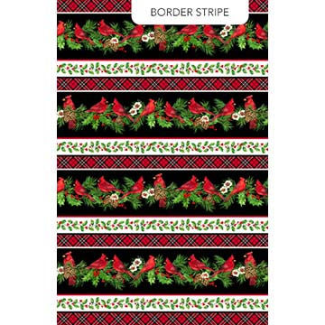 Cardinal Christmas - 25479-99 Black  Border Stripe - Northcott