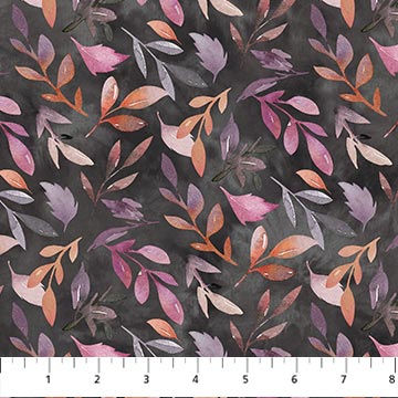 Vivian  - 26828-98 - Tossed Leaves on Gray - Northcott Fabrics
