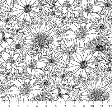 Ebony & Ivory  - 27717-10 - Midsize Flora - Northcott Fabrics