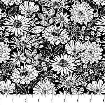 Ebony & Ivory  - 27718-99 - Small Flora - Northcott Fabrics