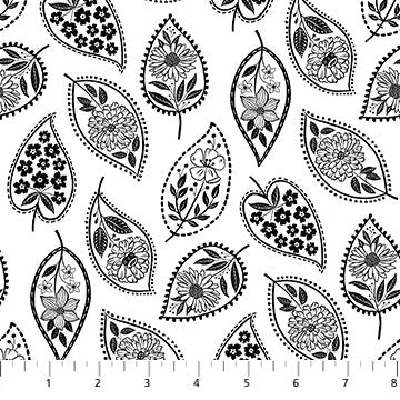 Ebony & Ivory  - 27720-10 - Stylized Leaf - Northcott Fabrics