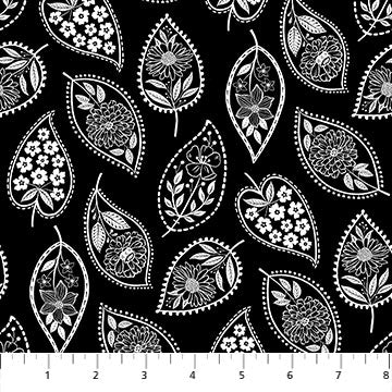 Ebony & Ivory  - 27720-99 - Stylized Leaf - Northcott Fabrics
