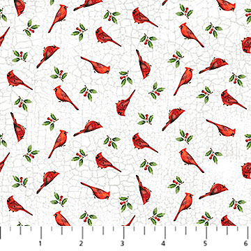 Winter Song  - 27805-10 Mini Birds White - Northcott Fabrics