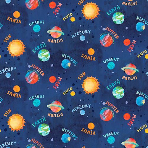 Blast off - 2796-77 Navy Planets - Blank Quilting