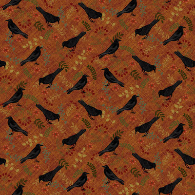 Cavalier Crows - 2812-35 Pumpkin - Allover Crows - Henry Glass Fabrics